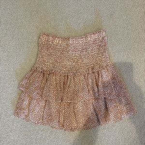 smocked floral print skirt